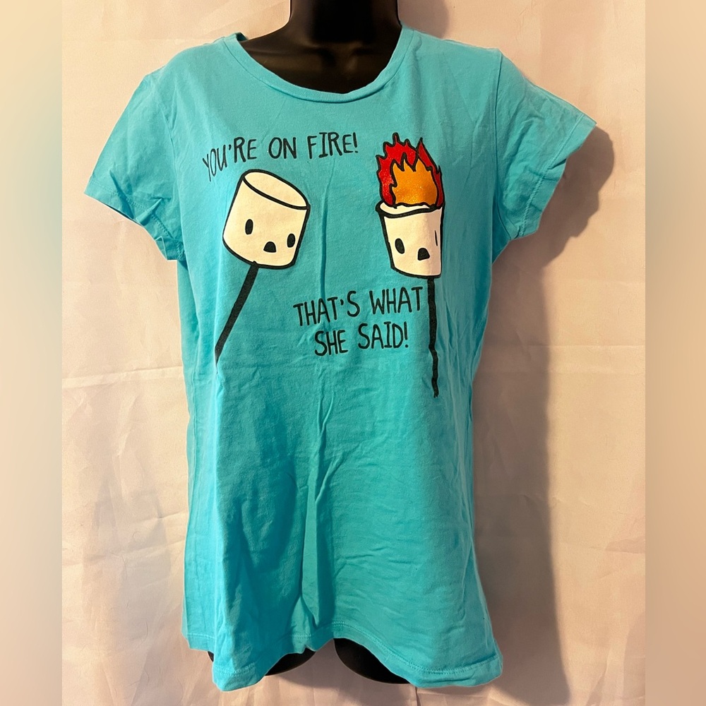 Blue Graphic Juniors T-Shirt (XXL)